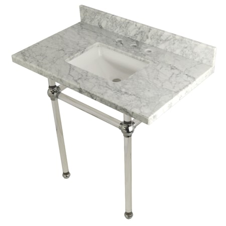 Kingston Brass 36X22 Marble Vanity Top W/ Acrylic Feet Combo, Marble/Chrome KVPB36MASQ1